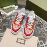 Gucci Unisex Sneaker Beige Blue GG Supreme Canvas Interlocking G 5.6 Cm Heel - Image 7