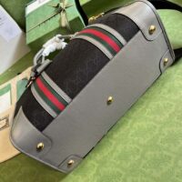 Gucci Unsiex Bauletto Large Duffle Bag Black Original GG Canvas Double G (2)