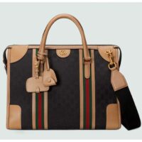 Gucci Unsiex Bauletto Large Duffle Bag Brown Original GG Canvas Double G (1)