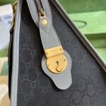 Gucci Unsiex GG Bauletto Medium Top Handle Bag Black Original GG Canvas - Image 9