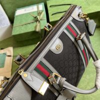 Gucci Unsiex GG Bauletto Medium Top Handle Bag Black Original GG Canvas (1)