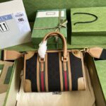 Gucci Unsiex GG Bauletto Small Top Handle Bag Black Original GG Canvas - immagine 3