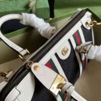 Gucci Unsiex GG Bauletto Small Top Handle Bag Black White Original GG Canvas (1)