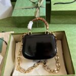 Gucci Women Bamboo 1947 Mini Top Handle Bag Black Patent Leather - Imagen 4