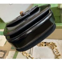 Gucci Women Bamboo 1947 Mini Top Handle Bag Black Patent Leather (1)