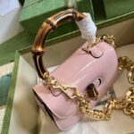 Gucci Women Bamboo 1947 Mini Top Handle Bag Light Pink Patent Leather - Image 4