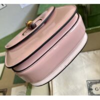 Gucci Women Bamboo 1947 Mini Top Handle Bag Light Pink Patent Leather (1)