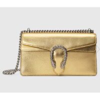 Gucci Women Dionysus Small Shoulder Bag Gold Lamé Leather Tiger Head (1)