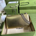 Gucci Women Dionysus Small Shoulder Bag Gold Lamé Leather Tiger Head - Image 3