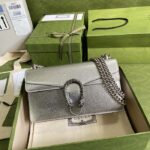 Gucci Women Dionysus Small Shoulder Bag Silver Lamé Leather Tiger Head - Image 2