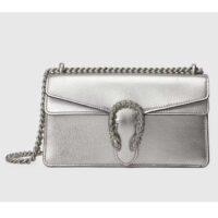 Gucci Women Dionysus Small Shoulder Bag Silver Lamé Leather Tiger Head (3)