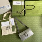 Gucci Women Dionysus Small Shoulder Bag Silver Lamé Leather Tiger Head - Image 9