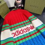 Gucci Women GG Adidas x Gucci Wool Sweater Blue Orange Cable Stitch Crewneck – Bild 4