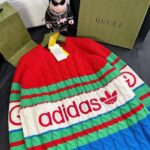Gucci Women GG Adidas x Gucci Wool Sweater Blue Orange Cable Stitch Crewneck – Bild 5