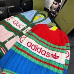 Gucci Women GG Adidas x Gucci Wool Sweater Blue Orange Cable Stitch Crewneck – Bild 6