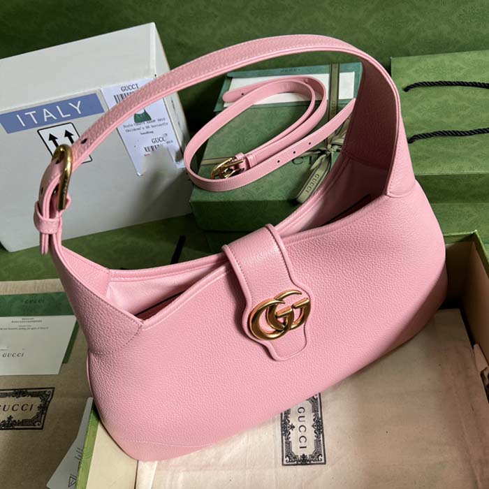Gucci Women GG Aphrodite Medium Shoulder Bag Light Pink Soft Leather (6)