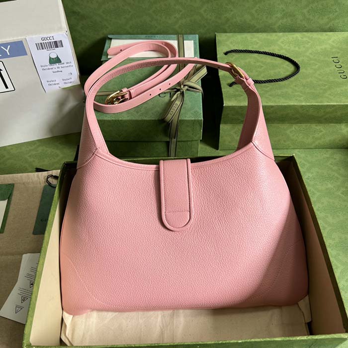 Gucci Women GG Aphrodite Medium Shoulder Bag Light Pink Soft Leather (7)