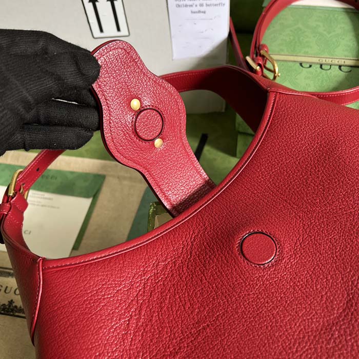 Gucci Women GG Aphrodite Medium Shoulder Bag Red Soft Leather Double G (7)