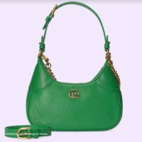 Gucci Women GG Aphrodite Small Shoulder Bag Green Soft Leather Double G (10)