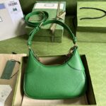 Gucci Women GG Aphrodite Small Shoulder Bag Green Soft Leather Double G - Image 6