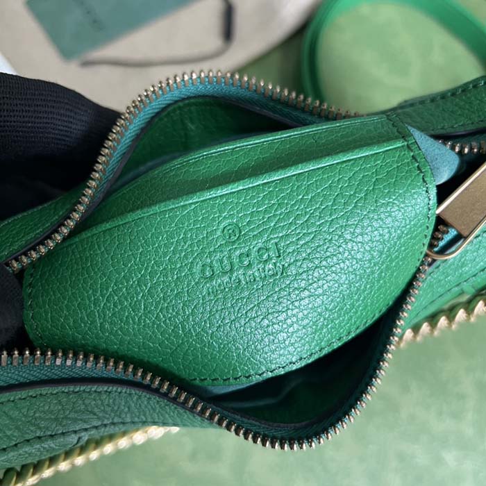 Gucci Women GG Aphrodite Small Shoulder Bag Green Soft Leather Double G (13)