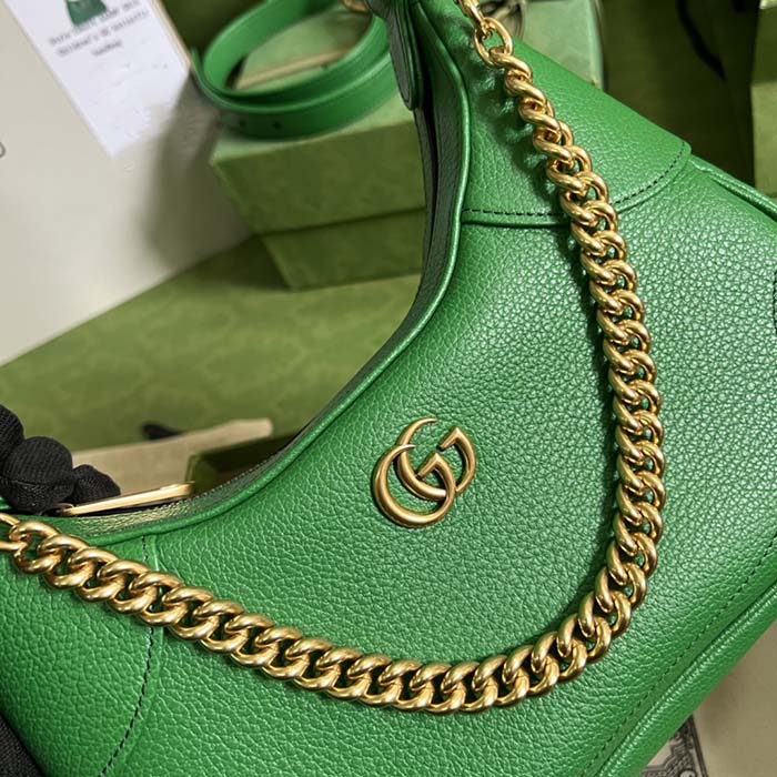 Gucci Women GG Aphrodite Small Shoulder Bag Green Soft Leather Double G (2)
