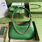 Gucci Women GG Aphrodite Small Shoulder Bag Green Soft Leather Double G - Image 2