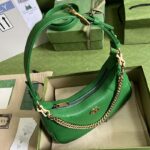 Gucci Women GG Aphrodite Small Shoulder Bag Green Soft Leather Double G - Image 3