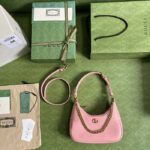 Gucci Women GG Aphrodite Small Shoulder Bag Light Pink Soft Leather Double G - Image 7