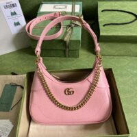 Gucci Women GG Aphrodite Small Shoulder Bag Light Pink Soft Leather Double G (1)