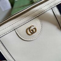 Gucci Women GG Bauletto Medium Top Handle Bag White Leather Double G (1)