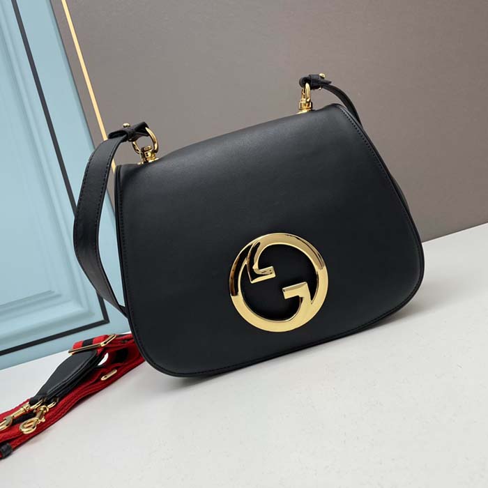 Gucci Women GG Blondie Medium Bag Black Leather Round Interlocking G (14)