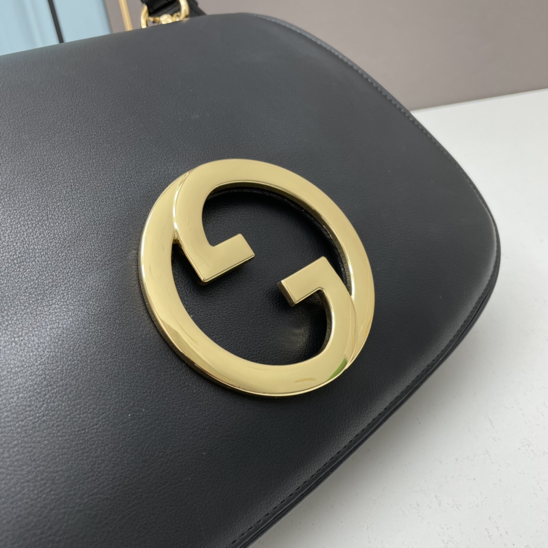 Gucci Women GG Blondie Medium Bag Black Leather Round Interlocking G (8)