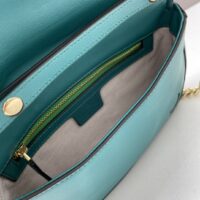 Gucci Women GG Blondie Shoulder Bag Deep Blue Suede Interlocking G (2)