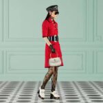 Gucci Women GG Cable Stitch Wool Dress Red Polo Collar Short Sleeves - Image 11