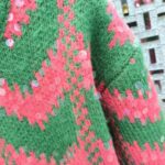 Gucci Women GG Chevron Wool Sequin Sweater Crewneck Mohair Polyamide Puffed Sleeves - Imagen 8