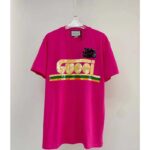 Gucci Men GG Cotton T-Shirt Skunk Embroidery Fuchsia Jersey Crewneck Short Sleeves - Image 3