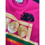 Gucci Men GG Cotton T-Shirt Skunk Embroidery Fuchsia Jersey Crewneck Short Sleeves - Image 6