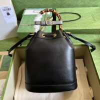 Gucci Women GG Diana Small Bucket Bag Black Leather Double G (1)