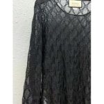 Gucci Women GG Embroidered Tulle T-Shirt Black Long Sleeve Fitted Cotton – Bild 8