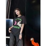Gucci Women GG HA HA HA Bunny T-Shirt Black Medium Cotton Jersey Crewneck - Image 5
