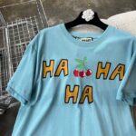 Gucci Women GG HA HA HA Cherry T-Shirt Light Blue Medium Cotton Jersey Crewneck - immagine 5