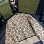 Gucci Women GG Horsebit Cashmere Jacquard Sweater Camel Brown Wool Crewneck – Bild 7