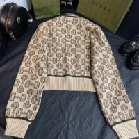 Gucci Women GG Horsebit Cashmere Jacquard Sweater Camel Brown Wool Crewneck (9)