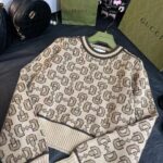 Gucci Women GG Horsebit Cashmere Jacquard Sweater Camel Brown Wool Crewneck – Bild 5