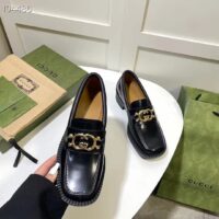 Gucci Women GG Loafer Interlocking G Shiny Black Leather Low 2.5 Cm Heel (3)