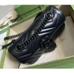 Gucci Women GG Marmont Mini Shoulder Bag Black Matelassé Chevron Double G Leather - Image 3