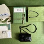 Gucci Women GG Marmont Mini Shoulder Bag Black Matelassé Chevron Double G Leather - Image 9