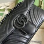 Gucci Women GG Marmont Mini Shoulder Bag Black Matelassé Chevron Double G Leather - Image 8
