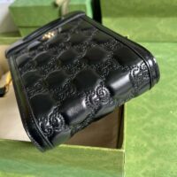 Gucci Women GG Marmont Top Handle Mini Bag Black Matelassé Leather Double G (1)